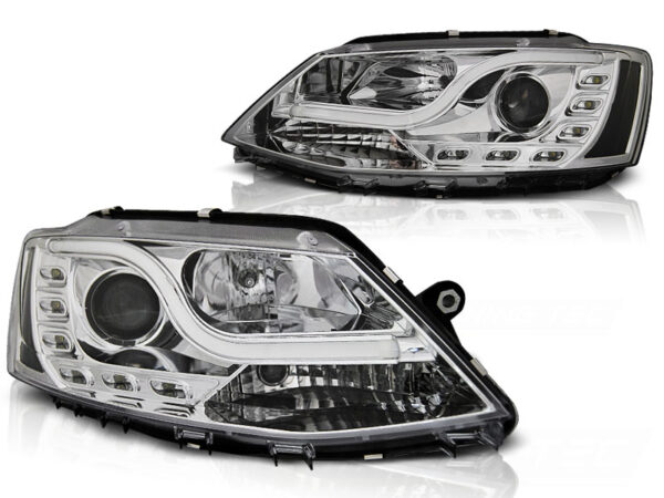 Frontlykter VW Jetta VI 1.11-18 Tube Lights DRL Krom – bilde 2 av 2