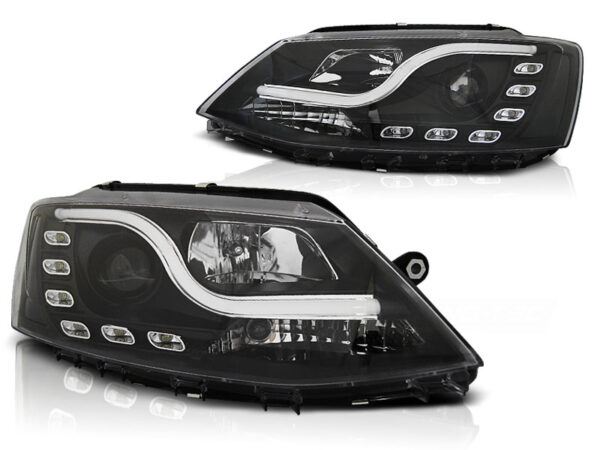 Frontlykter VW Jetta VI 1.11-18 Tube Lights DRL Svart – bilde 2 av 2