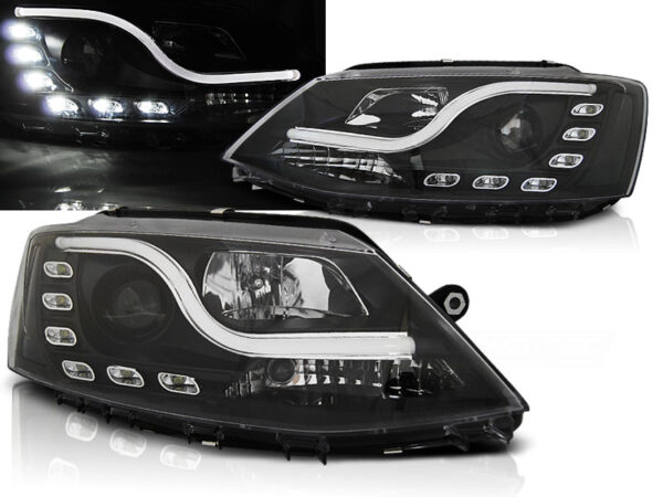 Frontlykter VW Jetta VI 1.11-18 Tube Lights DRL Svart – bilde 1 av 2