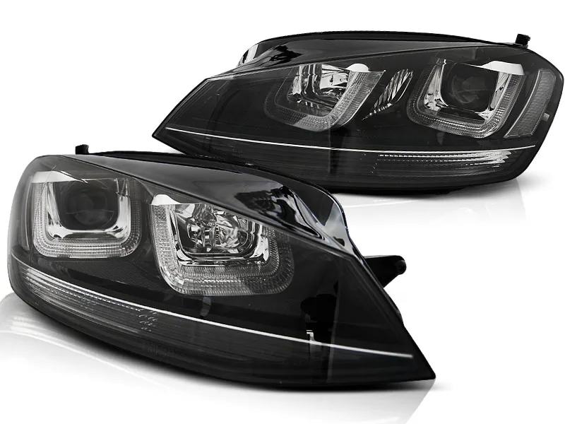 Frontlykter VW Golf 7 11.12-17 U-Led Lys Black Med Black - Bilde 2