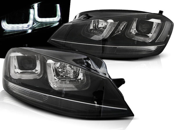 Frontlykter VW Golf 7 11.12-17 U-LED Light Svart With Svart Line – bilde 1 av 2