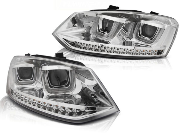 Frontlykter VW Polo 6R 09-03.14 U-LED Light Krom SEQ – ikke for original H4