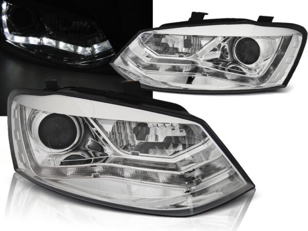 Frontlykter VW Polo 6R 09-03.14 Daylight Krom – ikke for original H4 – bilde 1 av 2