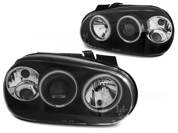 Frontlykter VW Golf IV 97-03 Angel Eyes CCFL Svart – bilde 2 av 2