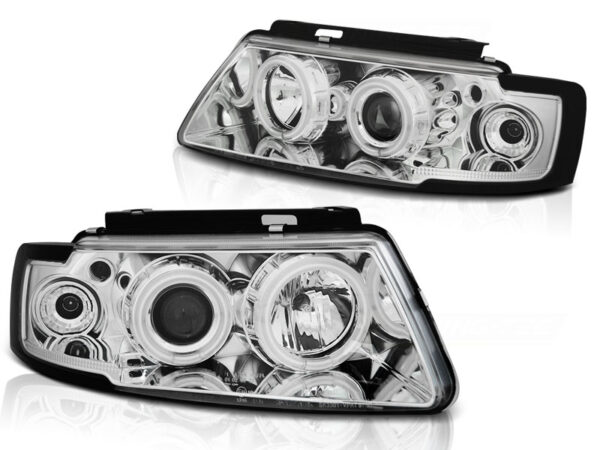 Frontlykter VW Passat B5 3B 11.96-08.00 Angel Eyes CCFL Krom – bilde 2 av 2