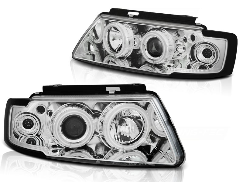 Frontlykter VW Passat B5 3B 11.96-08.00 Angel Eyes CCFL Chrome - Bilde 2