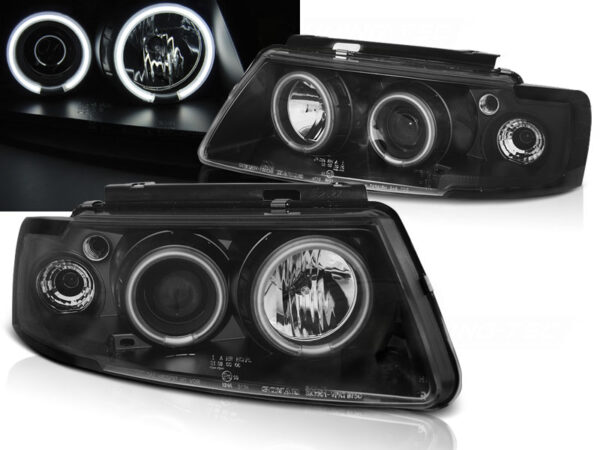 Frontlykter VW Passat B5 3B 96-08.00 Angel Eyes CCFL Svart – bilde 1 av 2
