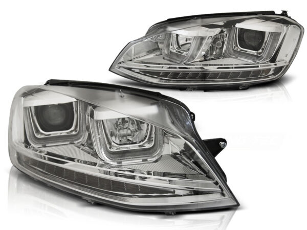 Frontlykter VW Golf 7 11.12-17 U-LED Light DRL Krom – bilde 2 av 2