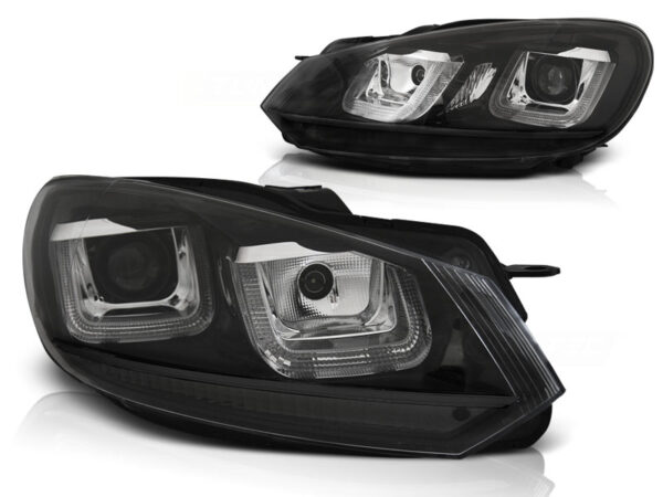 Frontlykter VW Golf 6 08-12 U-LED Light DRL Svart Svart Line – bilde 2 av 2