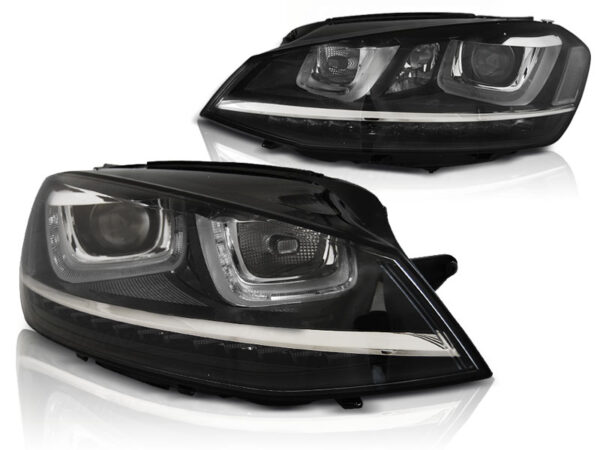 Frontlykter VW Golf 7 11.12-17 U-LED Light DRL Svart – bilde 2 av 2