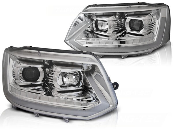 Frontlykter VW T5 2010-2015 Tube Lights Krom SEQ – bilde 2 av 2