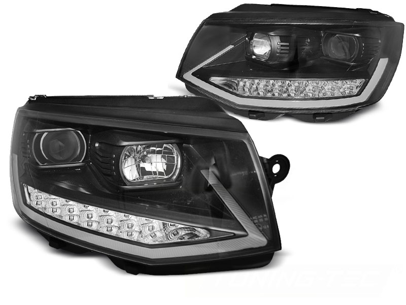 Frontlykter Chrome Seq VW T6 15-19 Tube Light Drl Black - Bilde 2
