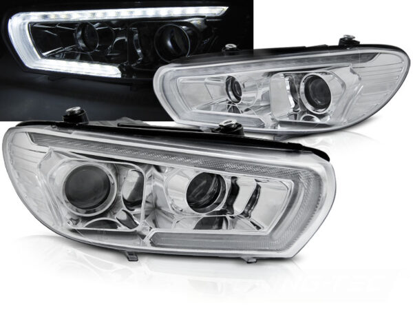Frontlykter VW Scirocco 08-04.14 Tube SEQ LED Krom – bilde 1 av 2