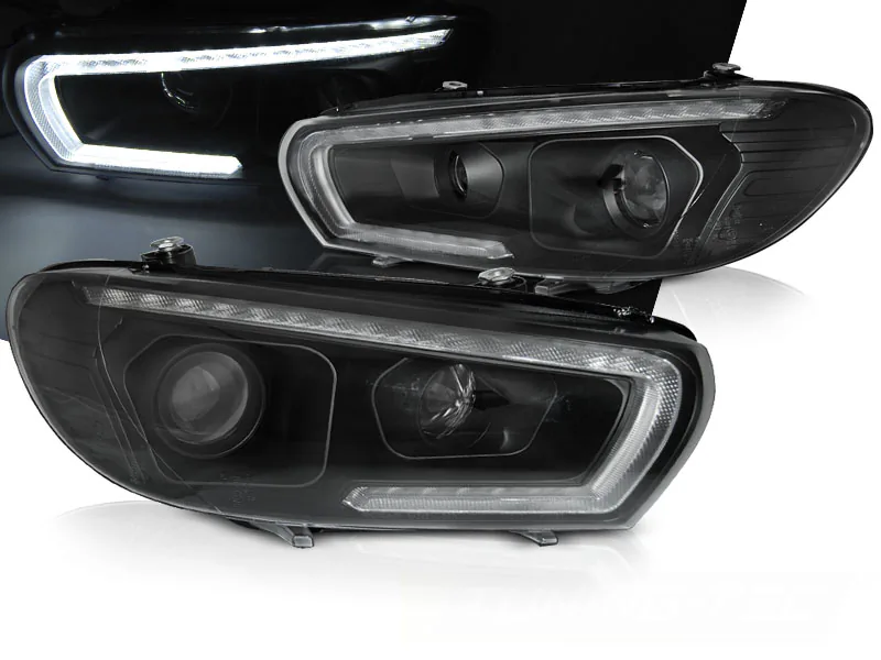 Frontlykter VW Scirocco 08-04.14 Tube Seq Led Black