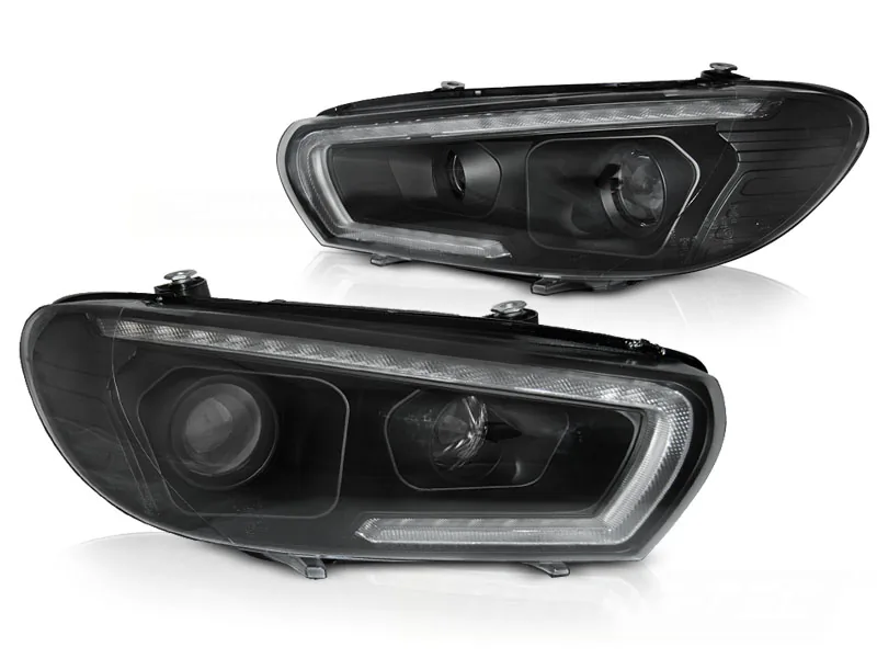 Frontlykter VW Scirocco 08-04.14 Xeonon Tube Seq Led Black - Bilde 2