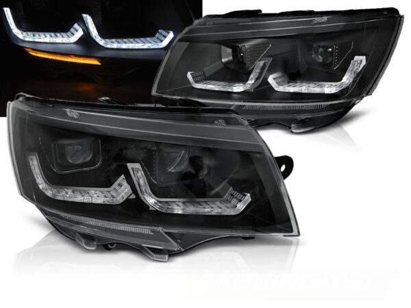 Frontlykter VW T6.1 20- Tube Lights Svart DRL SEQ – for halogen – bilde 1 av 2