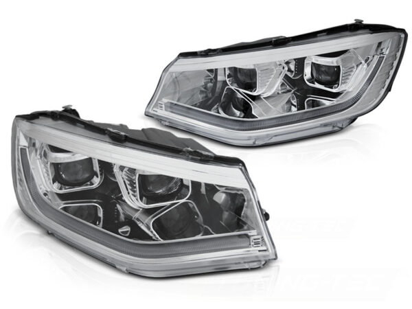 Frontlykter VW Caddy 20- Tube Lights Krom DRL SEQ – for halogen – bilde 2 av 2