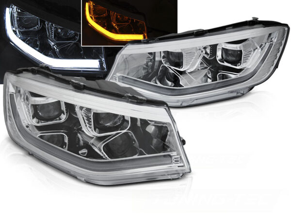 Frontlykter VW Caddy 20- Tube Lights Krom DRL SEQ – for halogen – bilde 1 av 2
