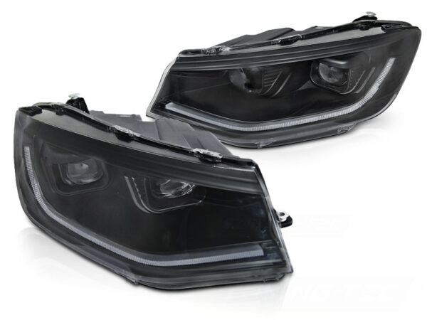 Frontlykter VW Caddy 20- Tube Lights Svart DRL SEQ – for halogen – bilde 2 av 2