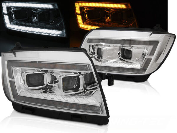 Frontlykter VW Crafter II 17- LED Tube Lights Krom DRL SEQ – for halogen – bilde 1 av 2
