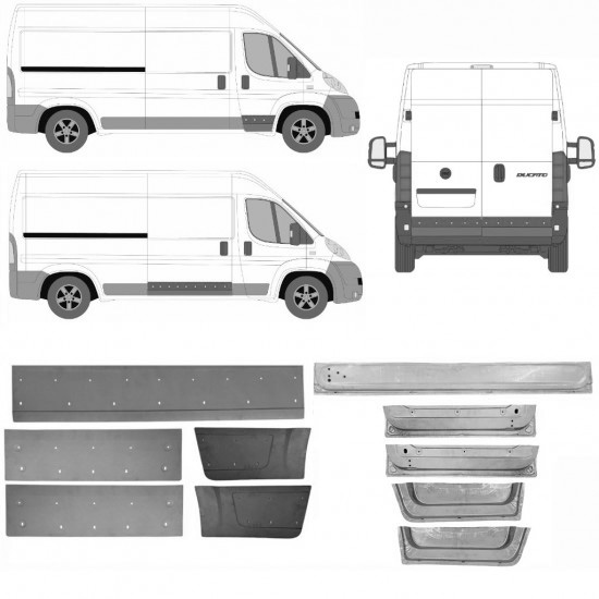 Reparasjonsplate Dør Indre / Ytre Fiat Ducato / Peugeot Boxer 2006- Sett