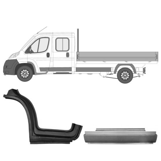 Sett Med Reparasjonsplater Fiat Ducato 06-14 Venstre Dobbel Kabin