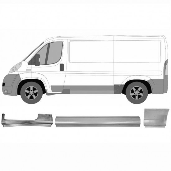 Sett Med Reparasjonsplater Fiat Ducato / Peugeot Boxer 2006- / SWB Venstre