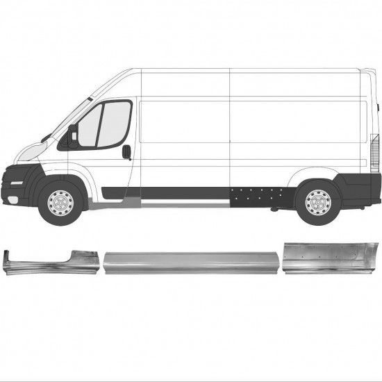 Sett Med Reparasjonsplater Fiat Ducato / Peugeot Boxer 2006- MWB Venstre