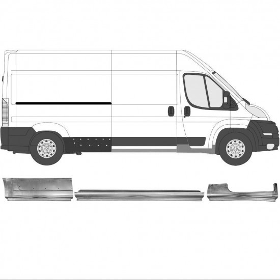 Sett Med Reparasjonsplater Fiat Ducato / Peugeot Boxer 2006- MWB Høyre