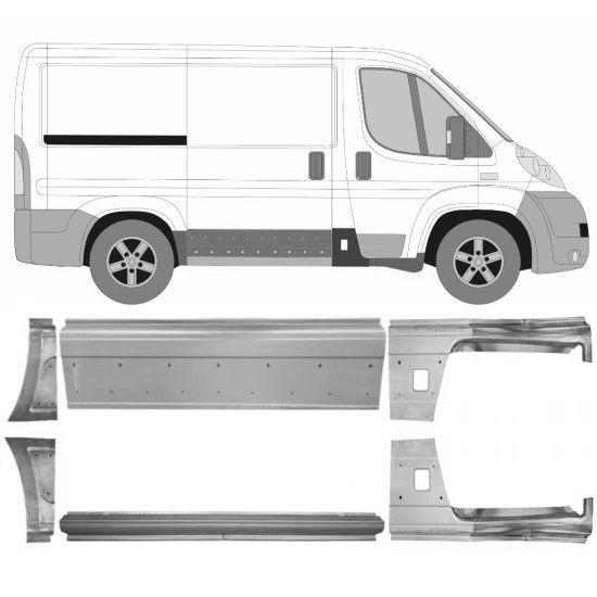 Sett Med Reparasjonsplater Fiat Ducato 06-14 Venstre+Høyre