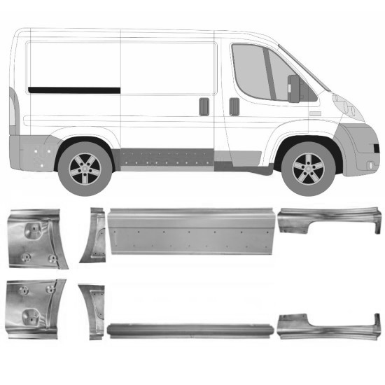 Sett Med Reparasjonsplater Fiat Ducato 06-14 Venstre+Høyre