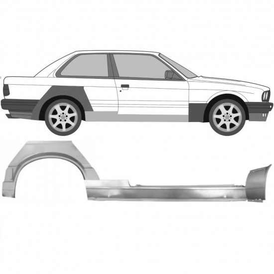 Reparasjonsplate Terskel Med Framskjerm Og Bakskjerm BMW 3 E30 87-94 Høyre