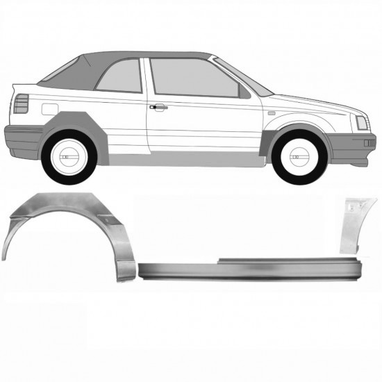 Reparasjonsplate Terskel Med Framskjerm Og Bakskjerm Volkswagen Golf 3 91-98 Cabrio Høyre Sett
