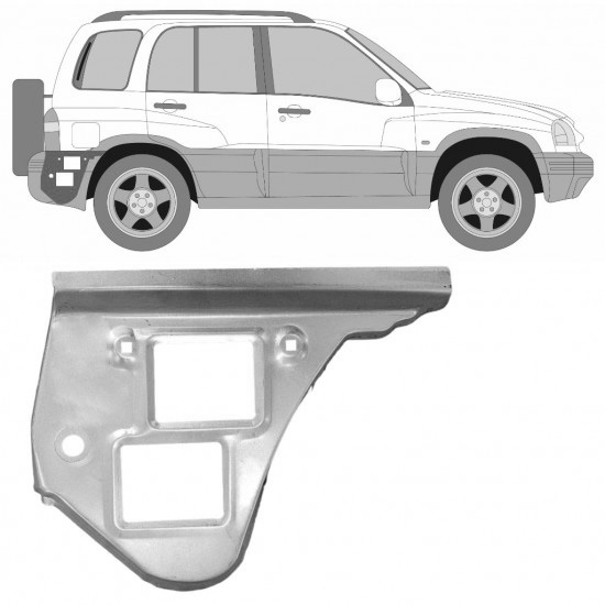 Reparasjonsplate Bakskjerm Suzuki Grand Vitara 1997-2005 Høyre