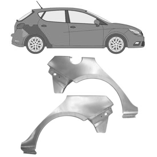 Reparasjonsplate Bakskjerm Seat Ibiza 2008-2017 Venstre/Høyre Sett