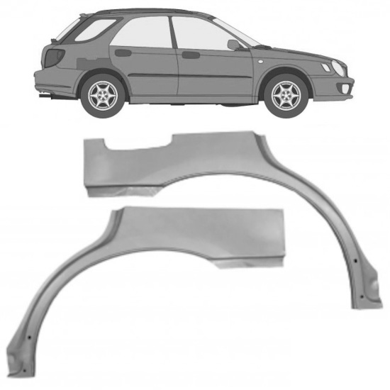 Reparasjonsplate Bakskjerm Subaru Impreza GD GG 00-07 Venstre/Høyre Sett