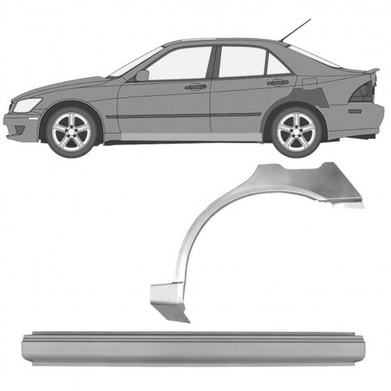 Reparasjonsplate Terskel Med Bakskjerm Lexus IS 200 98-05 Venstre Sett