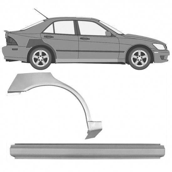 Reparasjonsplate Terskel Med Bakskjerm Lexus IS 200 98-05 Høyre Sett