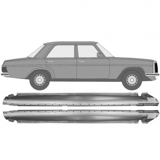 Reparasjonsplate Terskel Mercedes W114 W115 1968-1977 Venstre/Høyre Sett