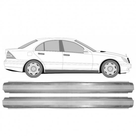 Reparasjonsplate Terskel Mercedes C-Klasse W203 00-07 Venstre = Høyre Sett