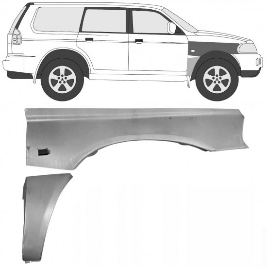 Reparasjonsplate Framskjerm Mitsubishi Pajero Sport 1996-2008 Høyre Sett