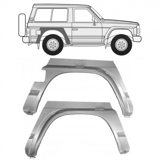 Reparasjonsplate Bakskjerm Nissan Patrol Y60 GY60 1990-1997 Venstre/Høyre Sett
