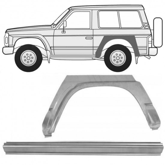 Reparasjonsplate Terskel Med Bakskjerm Nissan Patrol Y60 GY60 1990-1997 Venstre Sett
