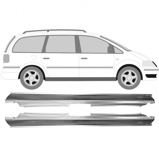 Terskel Med Reparasjonsplate Bakskjerm Volkswagen Sharan 1995-2000 Sett - Bilde 2