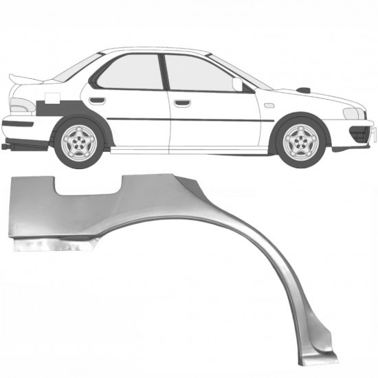 Reparasjonsplate Bakskjerm Subaru Impreza GC GF 1992-2000 Høyre
