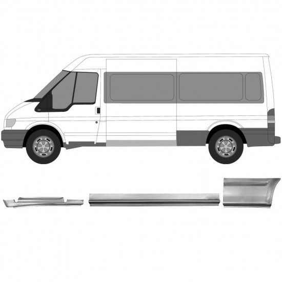 Sett Med Reparasjonsplater Ford Transit 00-13 LWB Venstre