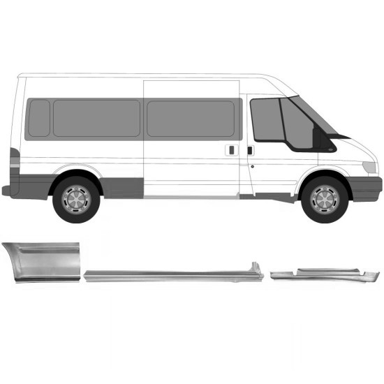 Sett Med Reparasjonsplater Ford Transit 00-13 LWB Høyre