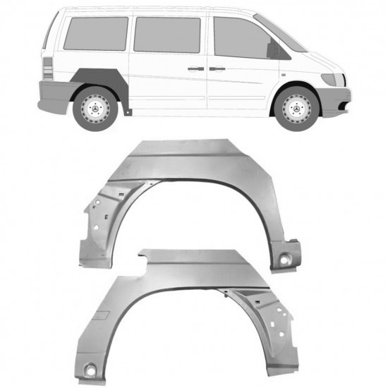 Reparasjonsplate Bakskjerm Mercedes Vito I W638 96-03 Venstre+Høyre Sett