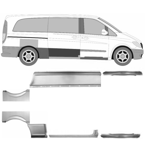 Sett Med Reparasjonsplater Mercedes Vito W639 03-14 Venstre+Høyre