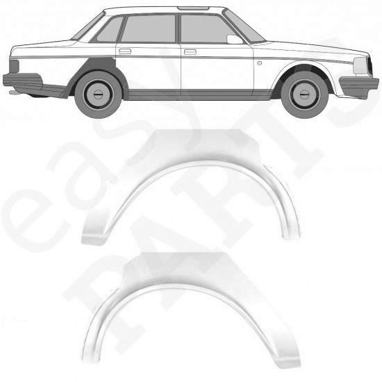 Reparasjonsplate Bakskjerm Volvo 240 1975-1993 Venstre/Høyre Sett